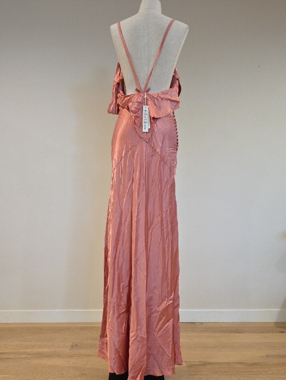 NWT $319 FOR LOVE AND LEMONS JEWEL SATIN MAXI DRESS IN PINK #2 SIZE S - Picture 8 of 11